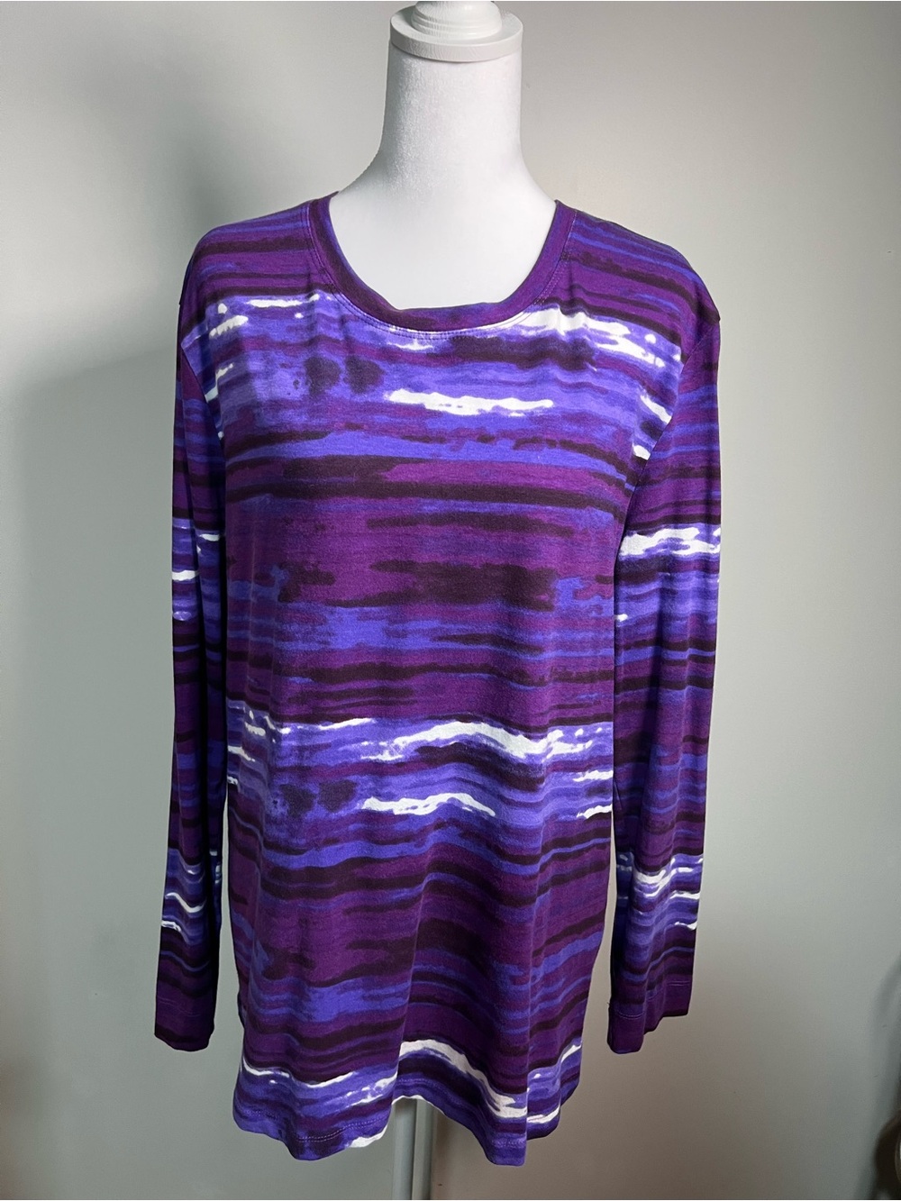 Great Northwest Clothing Company Purple Striped Long Sleeve Tee